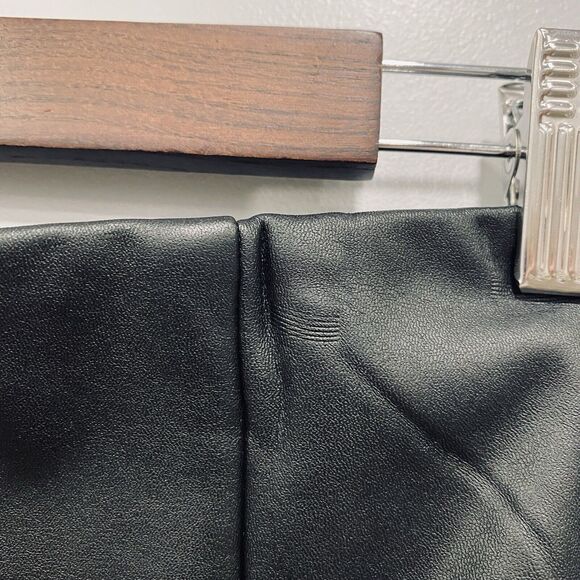 LOFT NWT M Black Vegan Leather Pull On Mini Pencil Skirt Gothic Office Siren - Picture 7 of 13